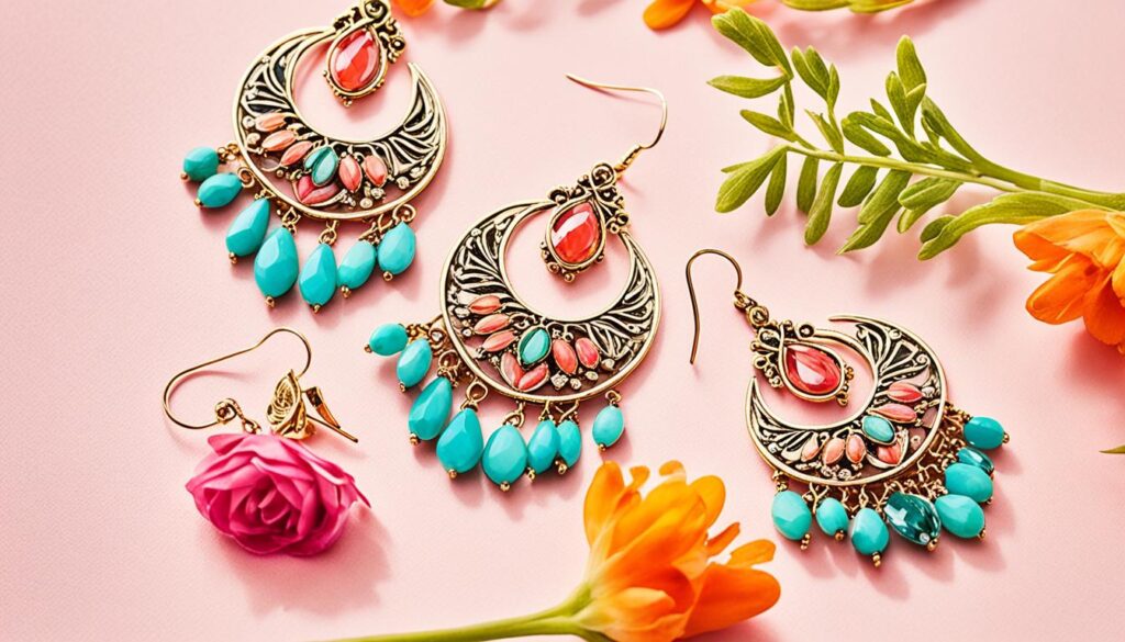 Wyraziste kolczyki do sukienki w kwiaty